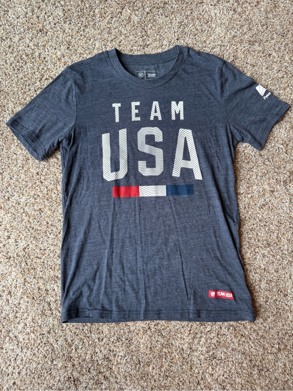 Team USA Youth L Olympics Heather Navy Graphic Tee Shirt PeyongChang 2018